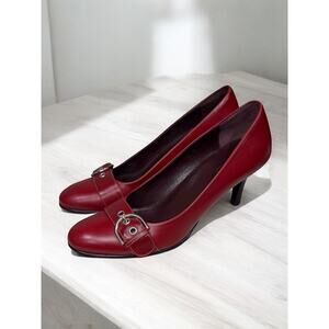 Y2K Coach P374 Mandel Calf Leather Buckle Pump Size 9B